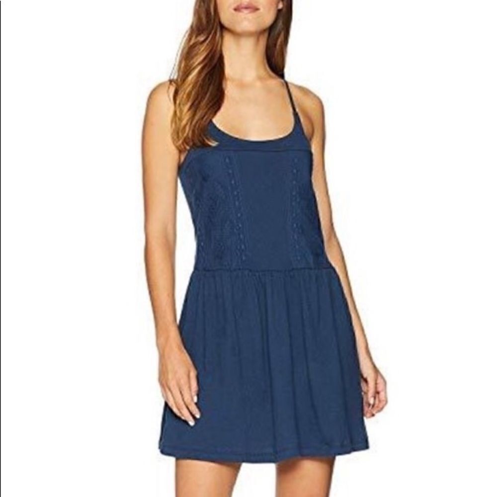 Roxy LaPointe Beaches Embroidered Tank Dress Blue Size XS